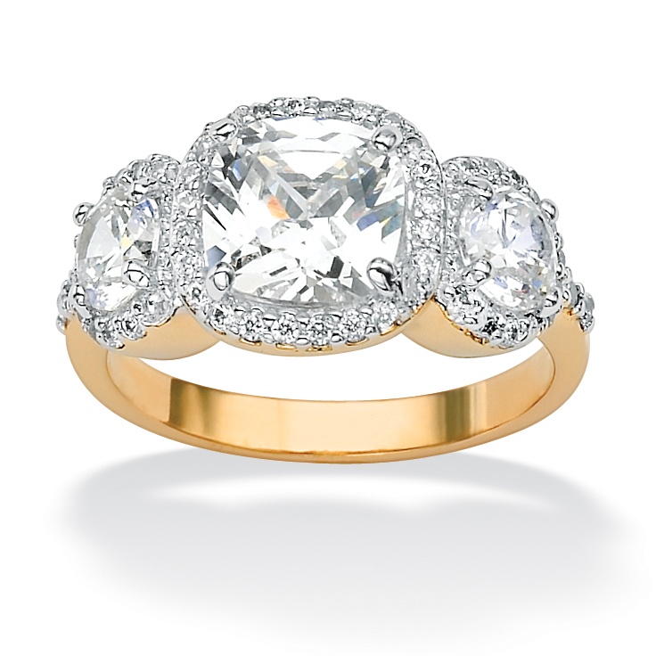 Tutone 18k Gold over Sterling Silver Cushion-Cut and Round DiamonUltra&trade;...