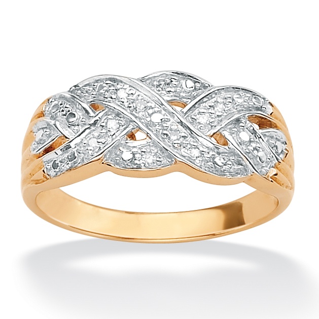 18k Gold over Sterling Silver Diamond Accent Braided Ring