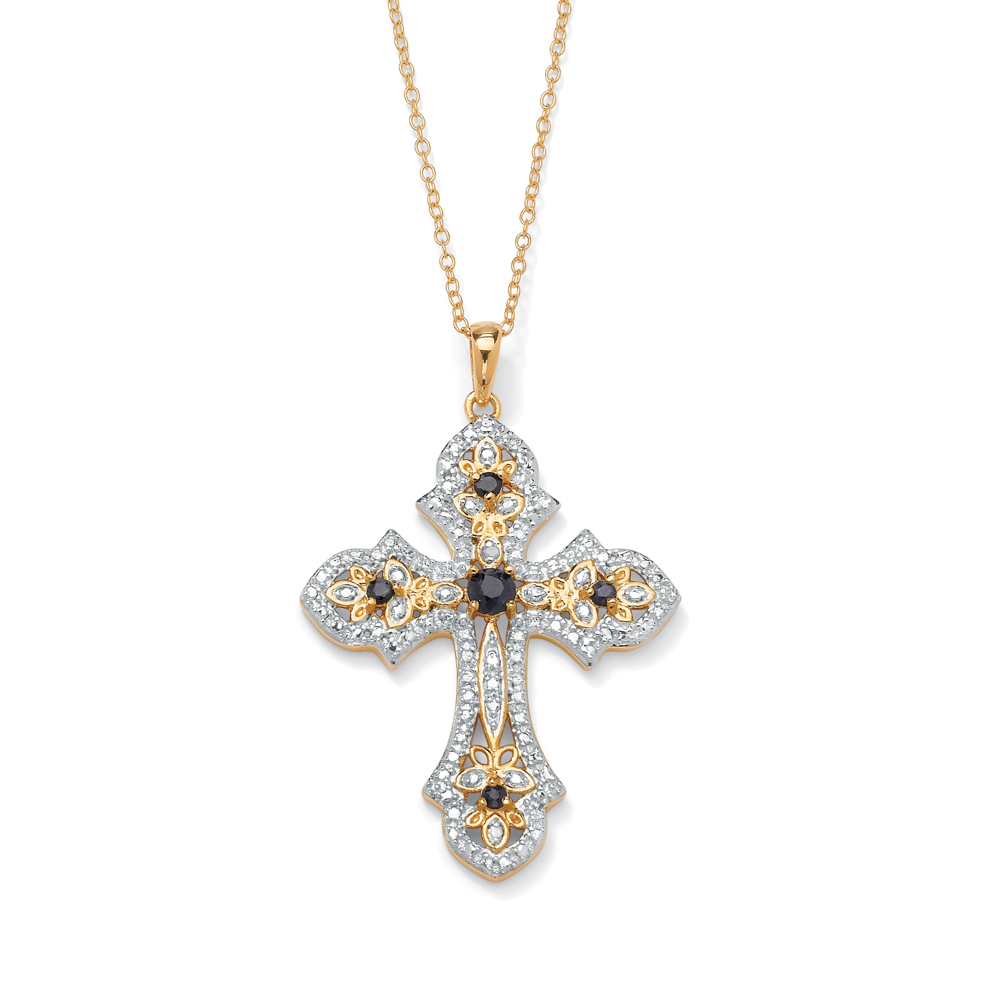 18k Gold over Sterling Sterling Midnight Blue Sapphire and Diamond Accent ...