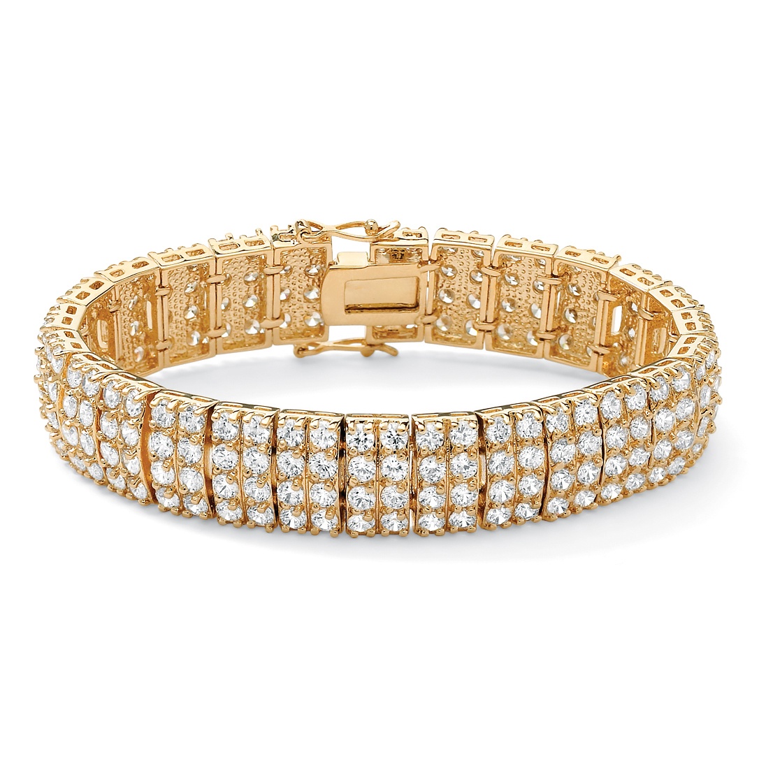 14k Gold-Plated Multi-Row DiamonUltra&trade; Cubic Zirconia Station Tennis ...