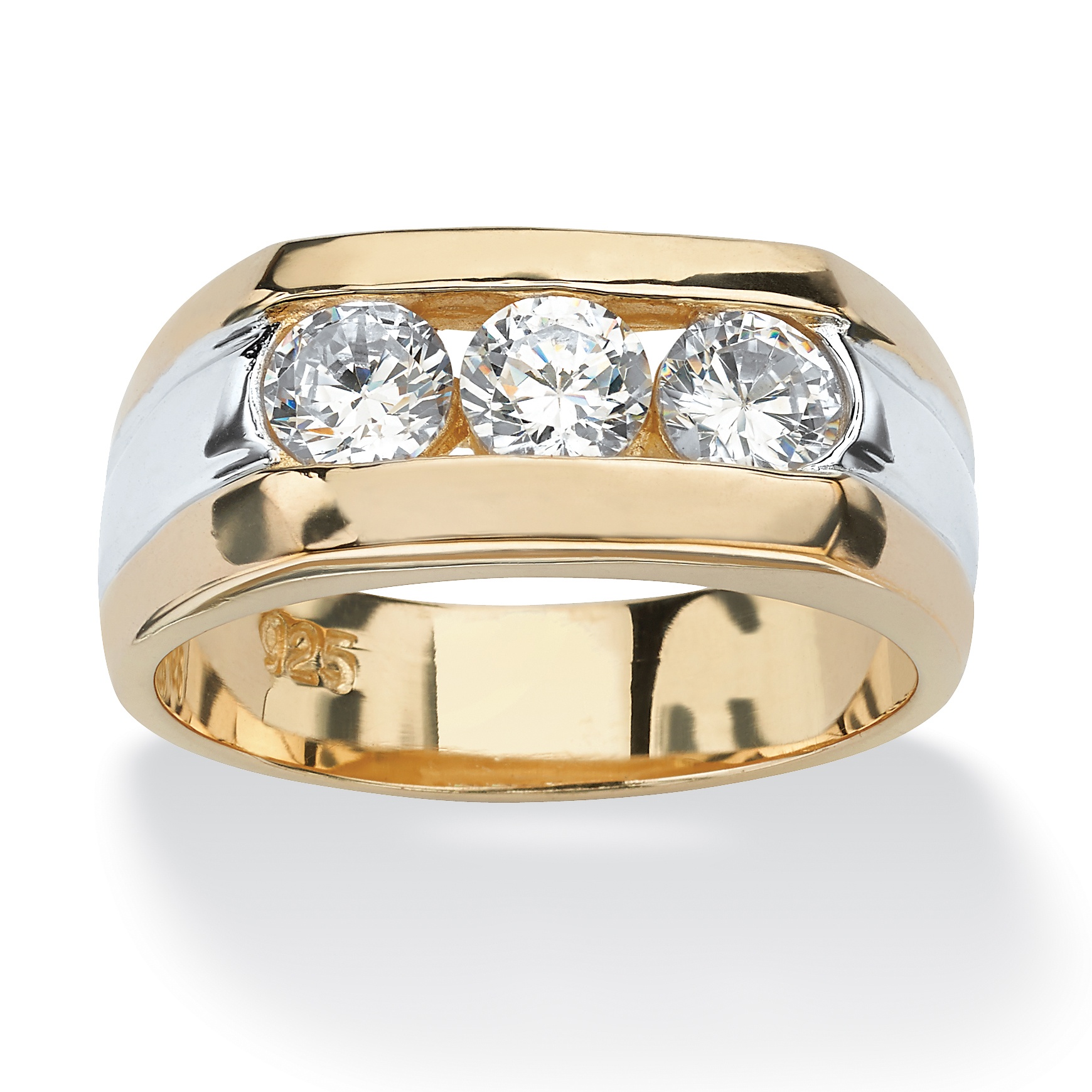 Tutone 18k Gold over Sterling Silver DiamonUltra&trade; Cubic Zirconia Ring