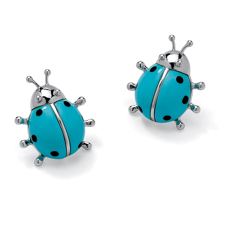 Sterling Silver Viennese Turquoise and Mother-of-Pearl Doublet Ladybug ...