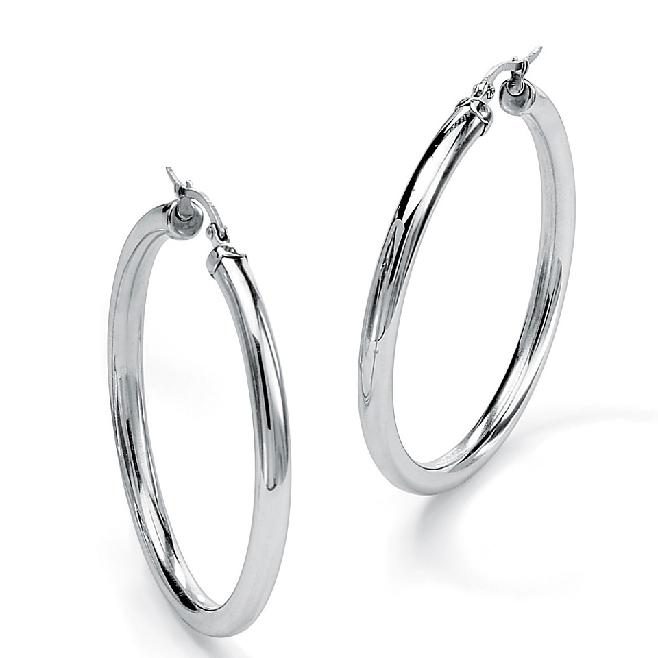 Stainless Steel Tubular Hoop Pierced Earrings 2 3/4" Diameter