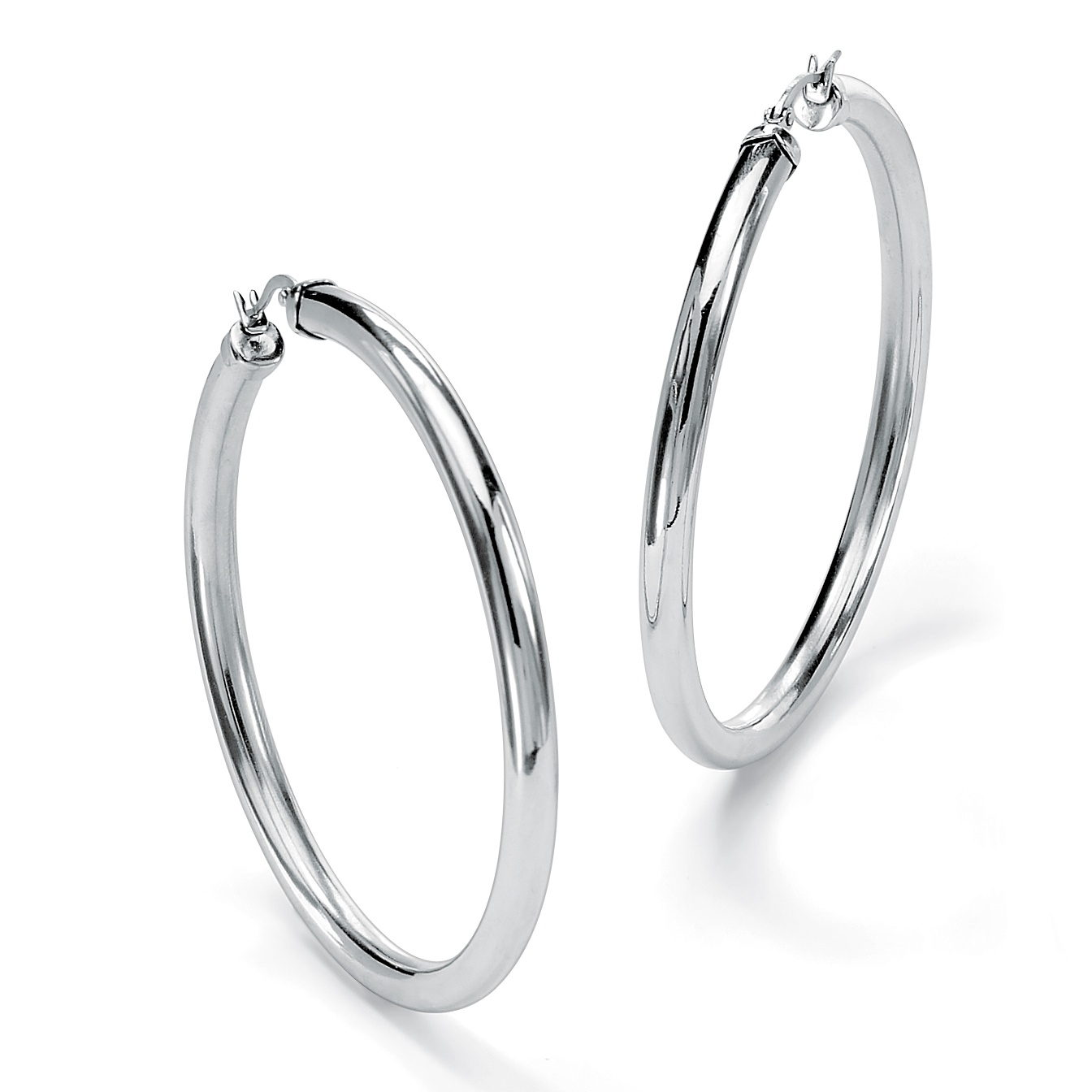 Stainless Steel Tubular Hoop Pierced Earrings 1 3/4" Diameter