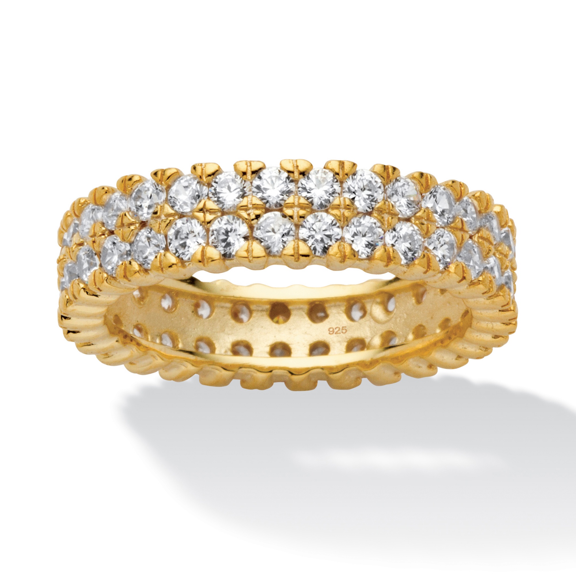 18k Gold over Sterling Silver Round DiamonUltra&trade; Cubic Zirconia ...