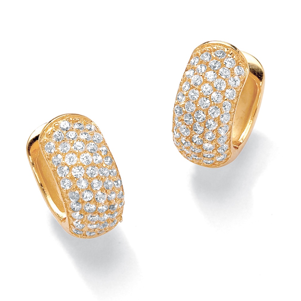 18k Gold-Plated Five-Row Round DiamonUltra&trade; Cubic Zirconia Huggie-Style...