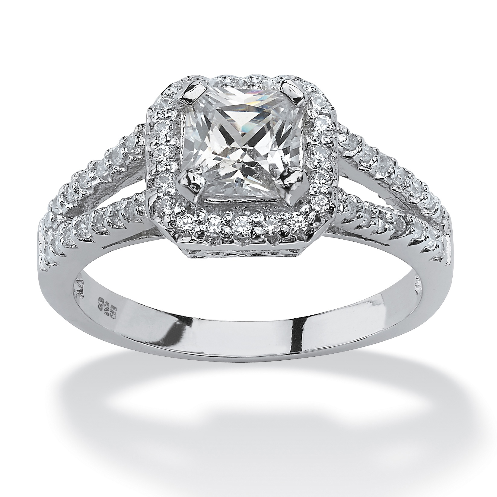 1.63 TCW Princess-Cut Cubic Zirconia Platinum over Sterling Silver Engagement Anniversary Ring