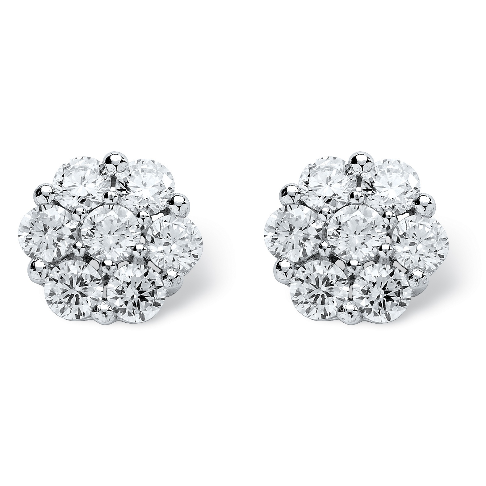 Round Multi-DiamonUltra&trade; Cubic Zirconia Stud Pierced Earrings in ...