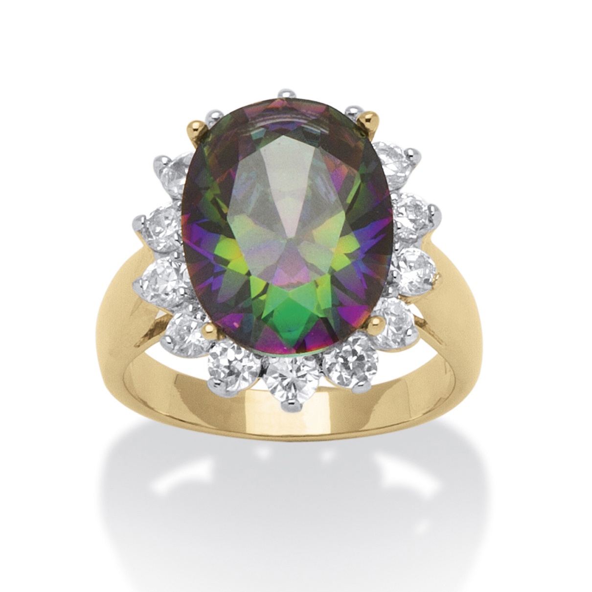 Mystic-Colored and White DiamonUltra&trade; Cubic Zirconia Ring in 14k ...