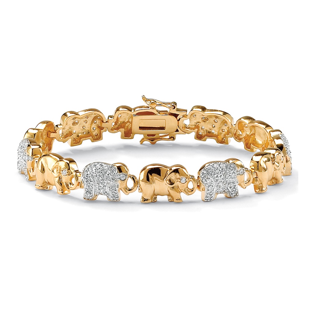 DiamonUltra&trade; Cubic Zirconia Elephant-Link Bracelet in Tutone 14k ...