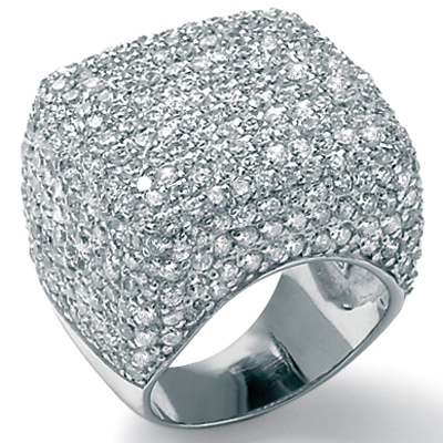 Silvertone Metal DiamonUltra&trade; Cubic Zirconia Pav&eacute; Dome Ring