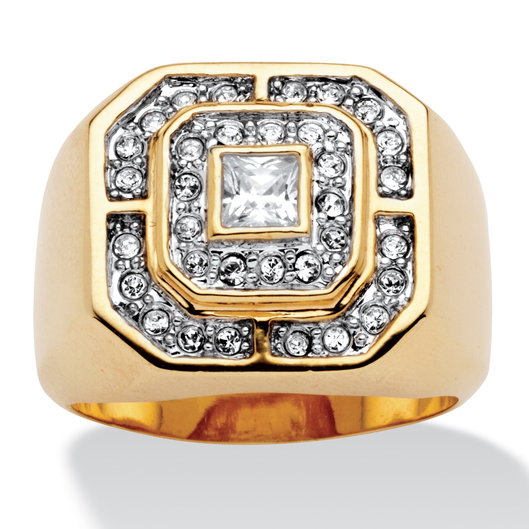 14k Gold-Plated Square and Round DiamonUltra&trade; Cubic Zirconia ...