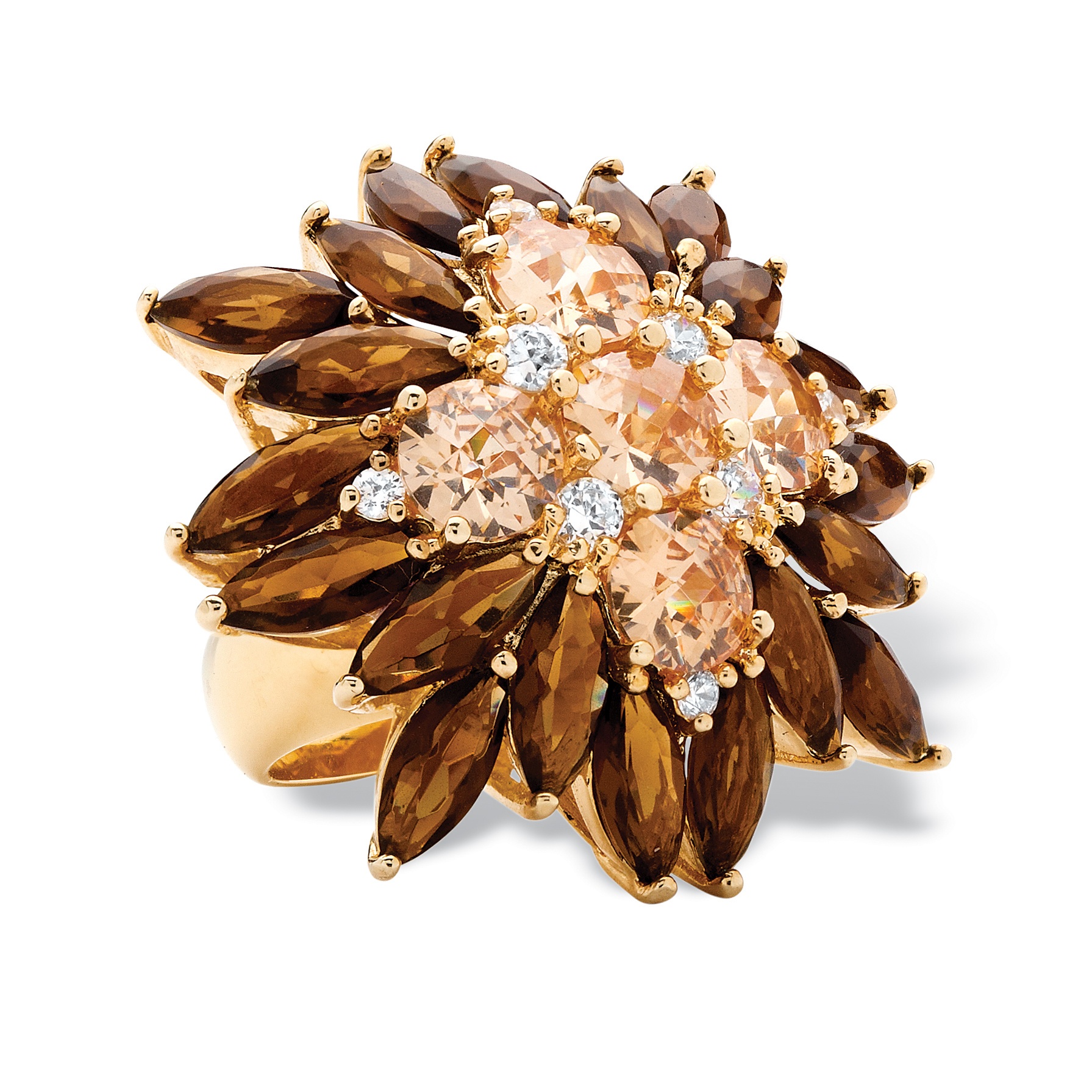 14k Gold-Plated Champagne and White DiamonUltra&trade; Cubic Zirconia and ...