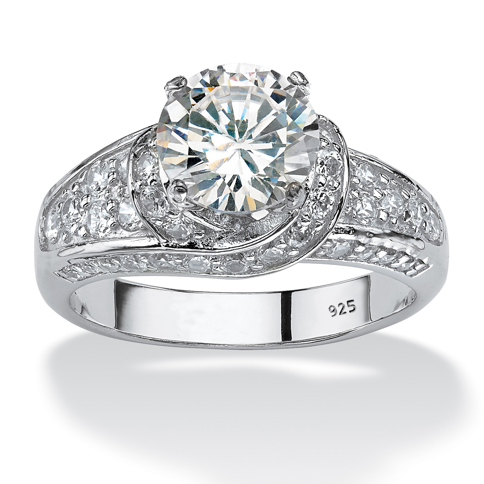 Platinum over Sterling Silver Round DiamonUltra&trade; Cubic Zirconia Twist Ring