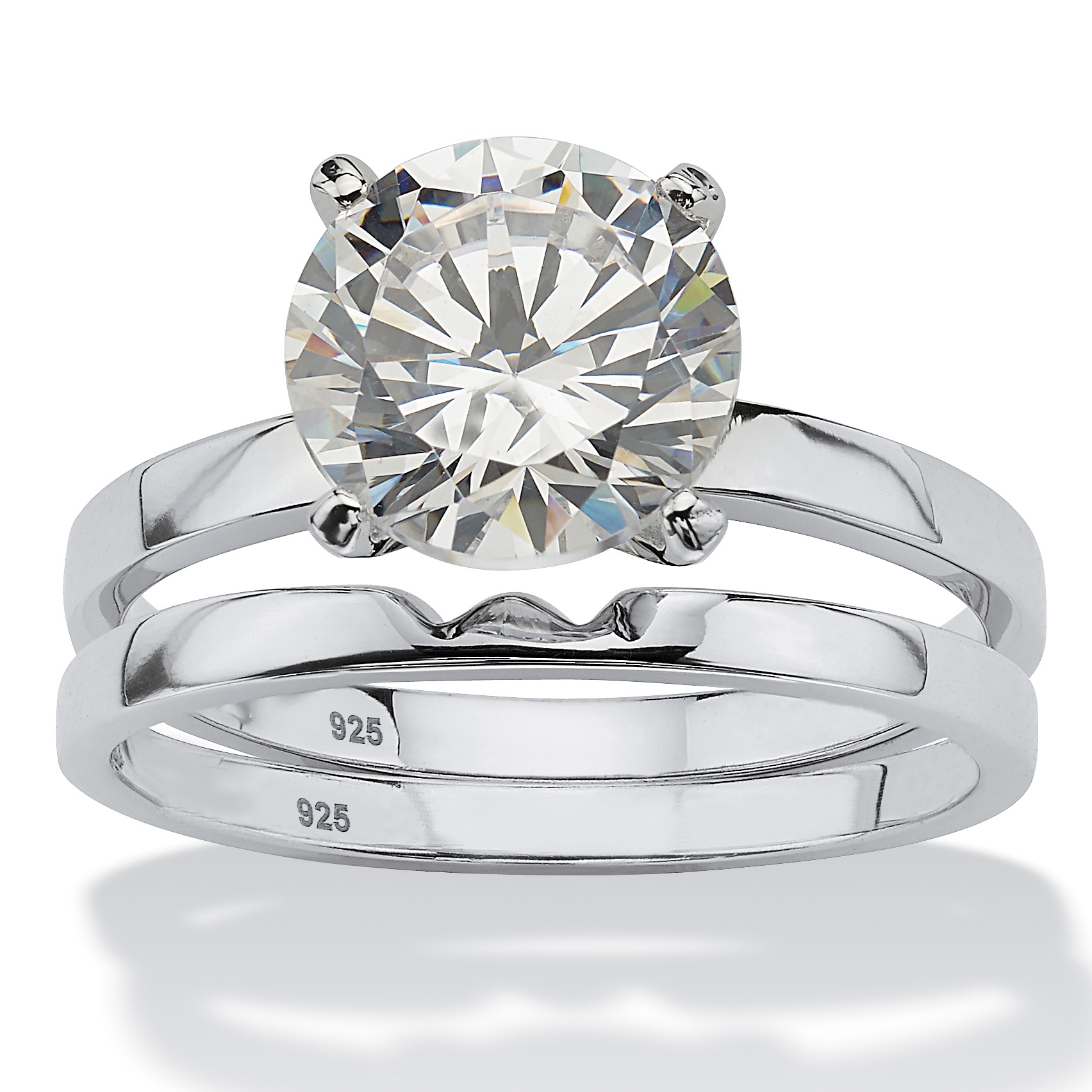 Platinum over Sterling Silver Round DiamonUltra&trade; Cubic Zirconia Wedding...