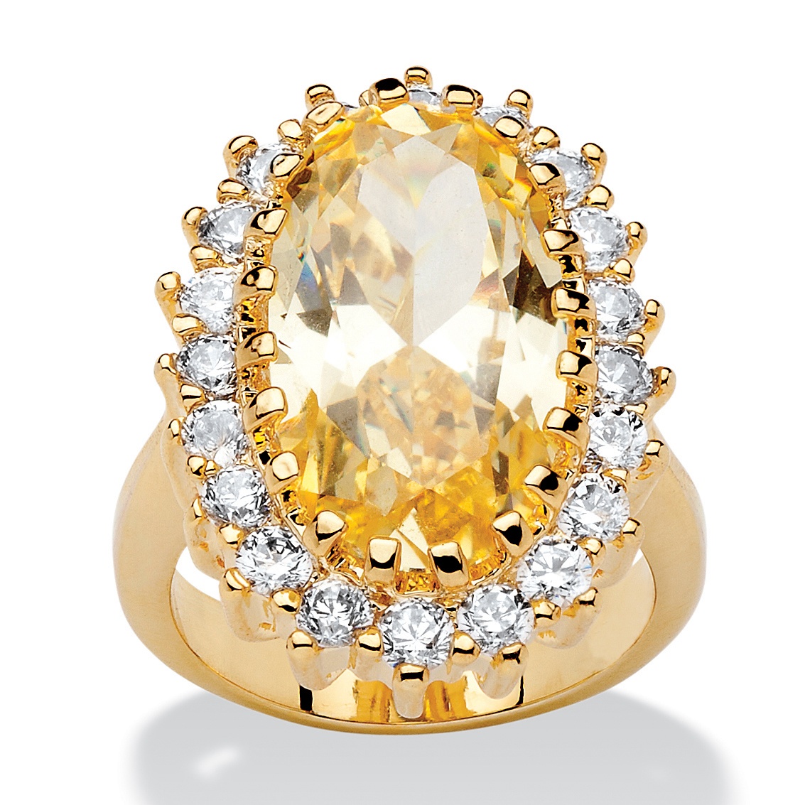 14k Gold-Plated Canary Yellow and White DiamonUltra&trade; Cubic Zirconia Ring