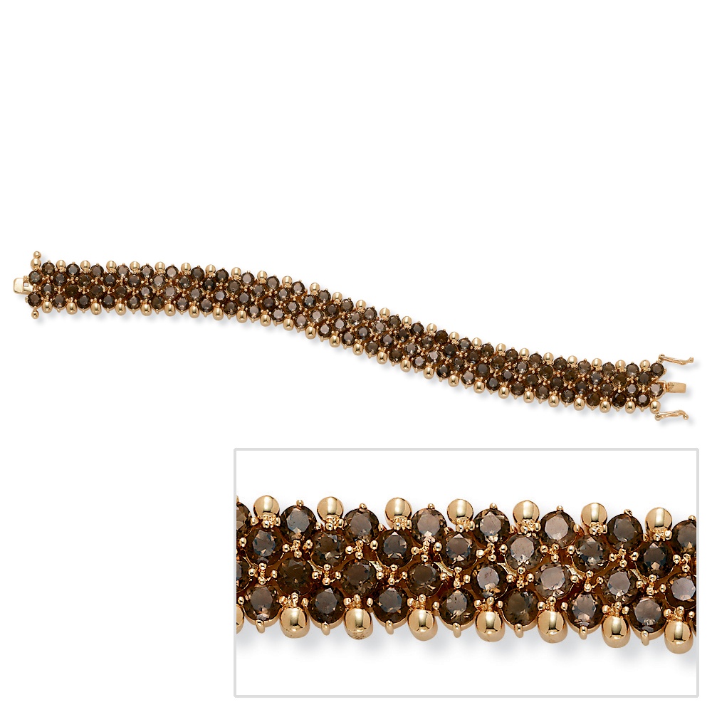 14k Gold-Plated Round Smoky Quartz Tennis Bracelet