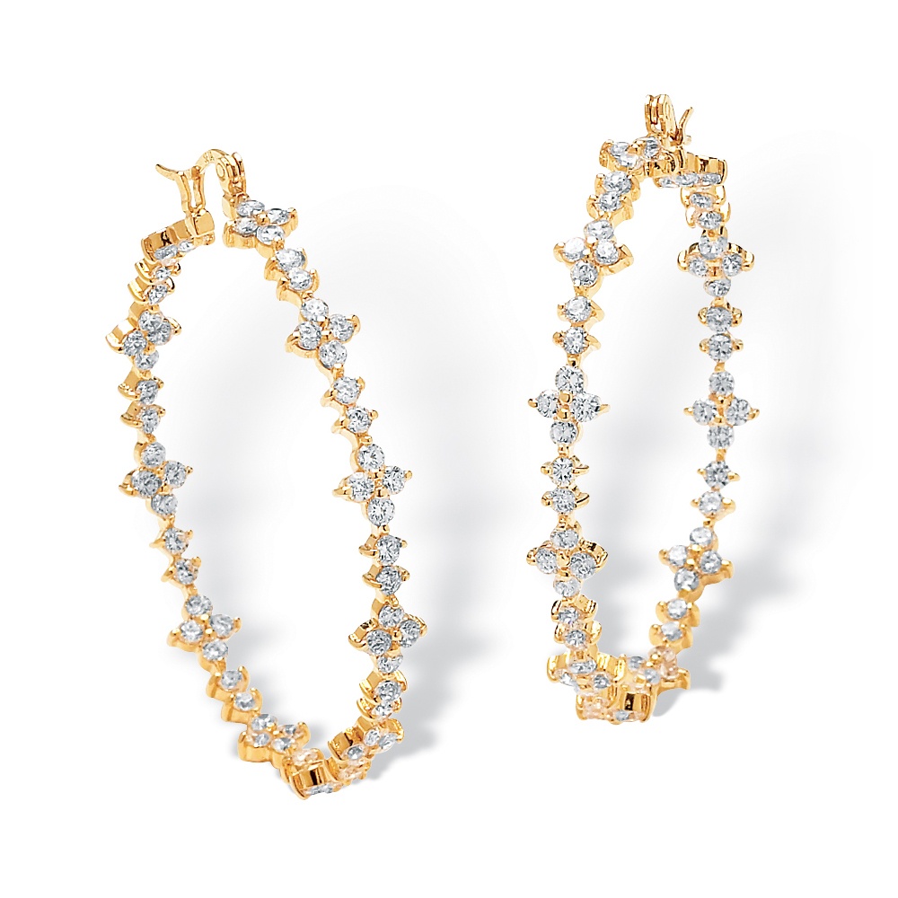 14k Gold-Plated DiamonUltra&trade; Cubic Zirconia Garland Hoop Pierced Earrings