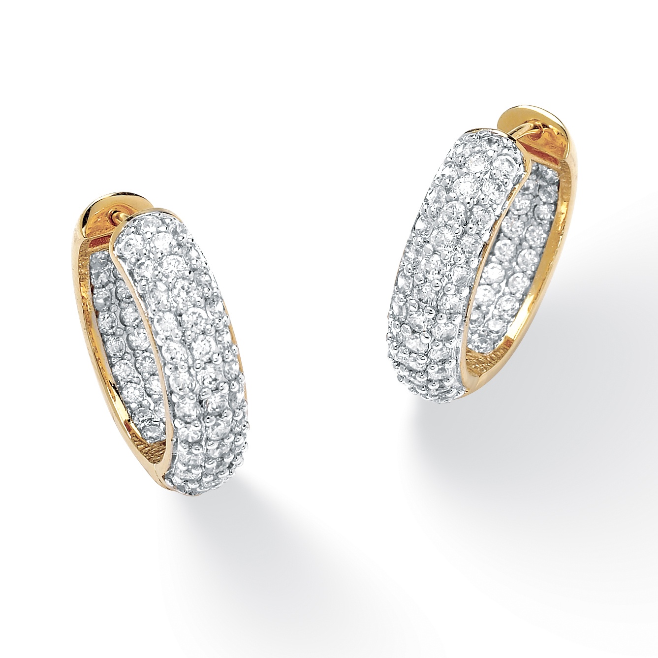 Tutone 14k Gold-Plated DiamonUltra&trade; Cubic Zirconia Huggie-Style ...