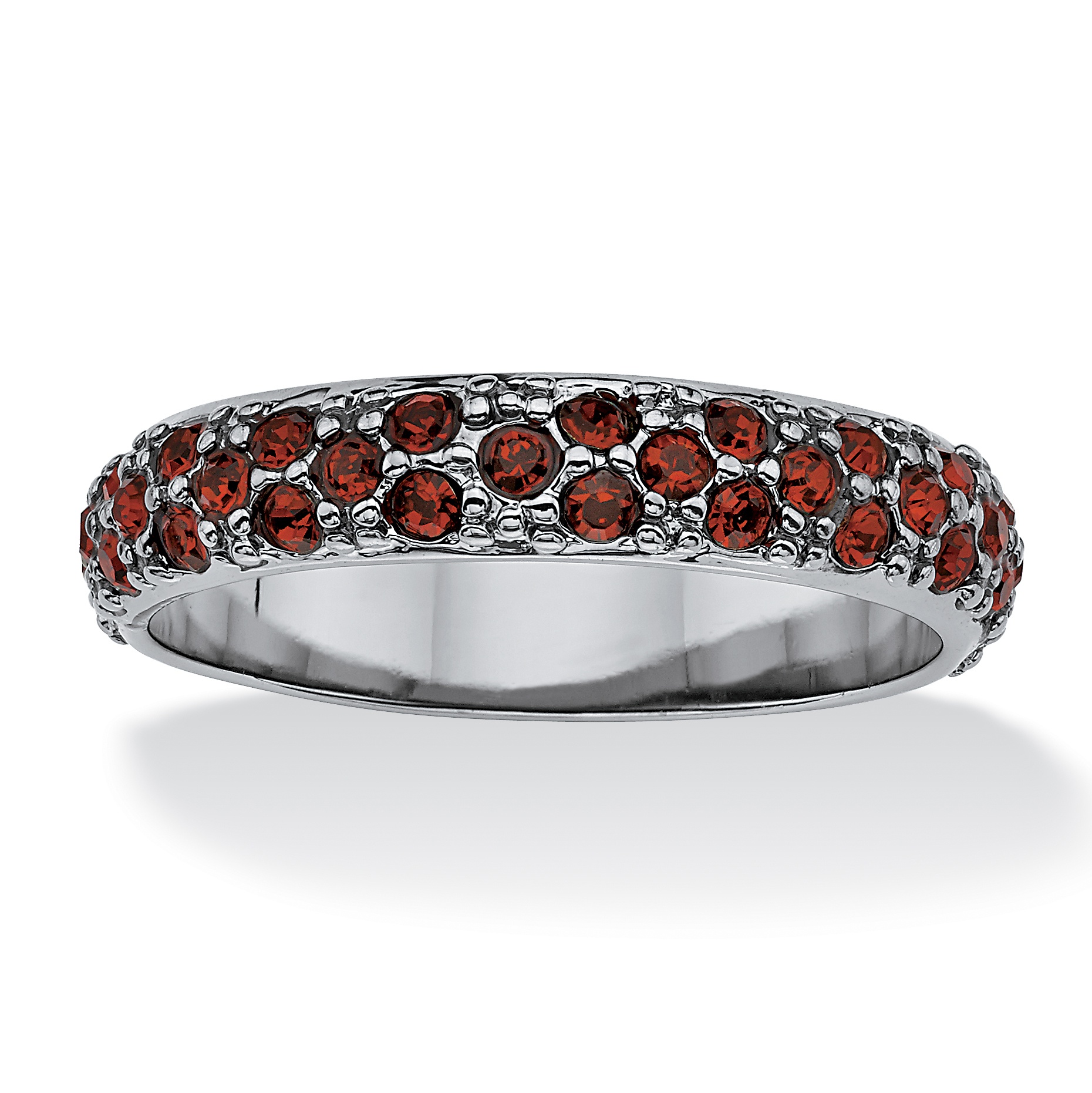 Black Ruthenium Finish Round Birthstone Eternity Band