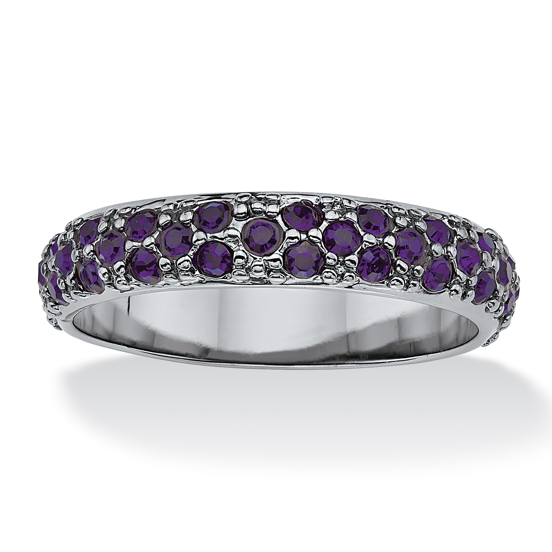 Black Ruthenium Finish Round Birthstone Eternity Band