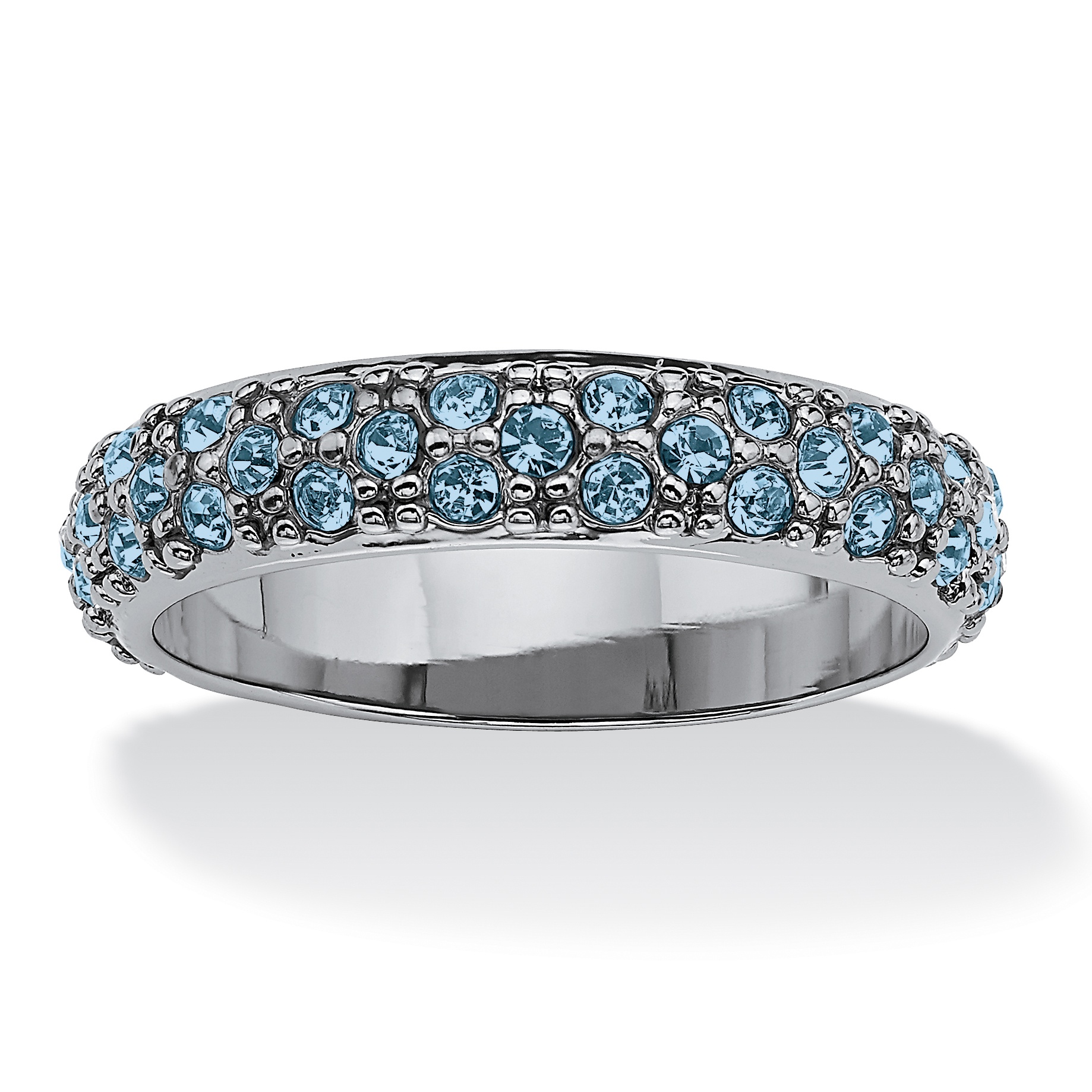 Black Ruthenium Finish Round Birthstone Eternity Band