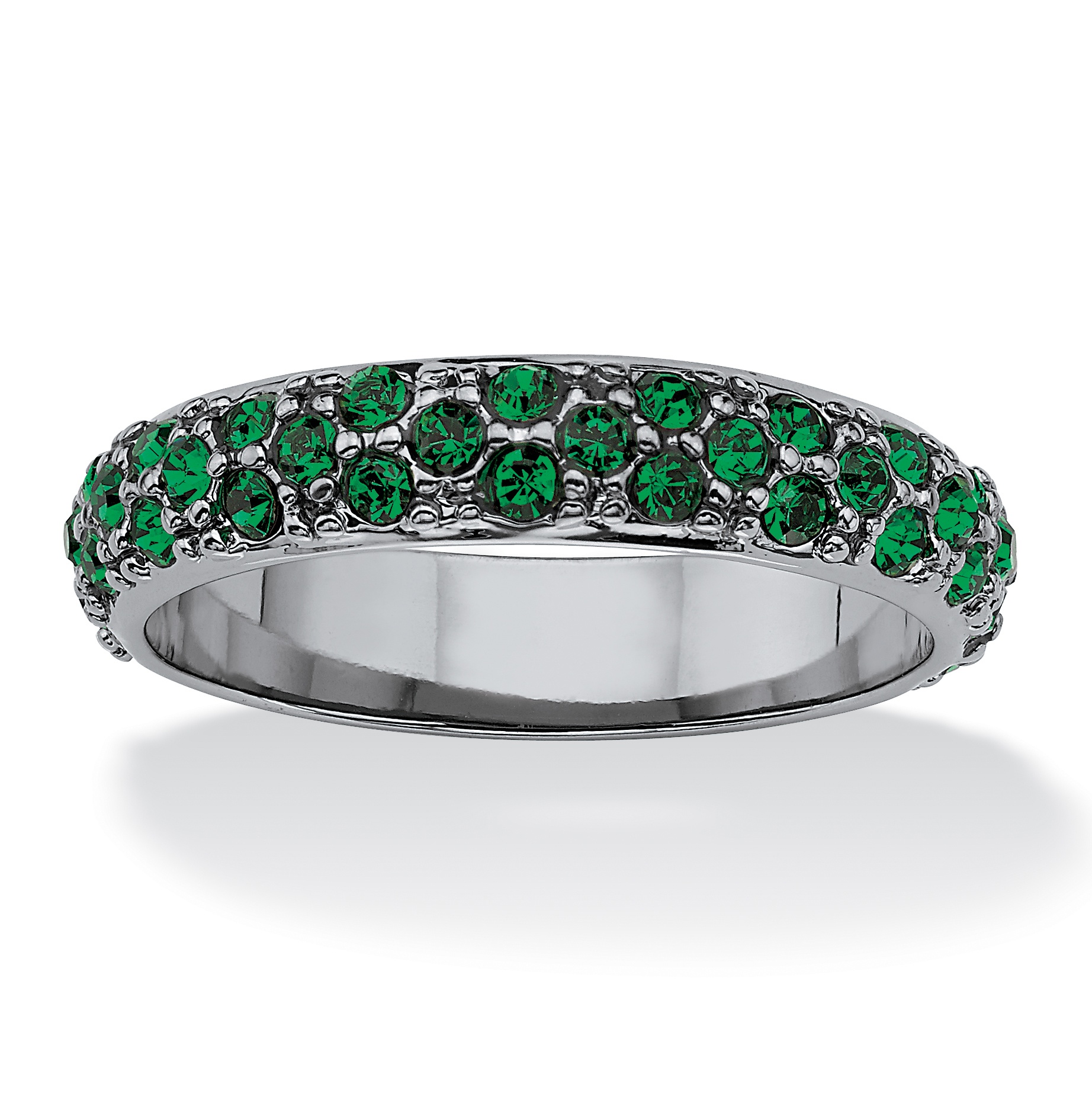 Black Ruthenium Finish Round Birthstone Eternity Band