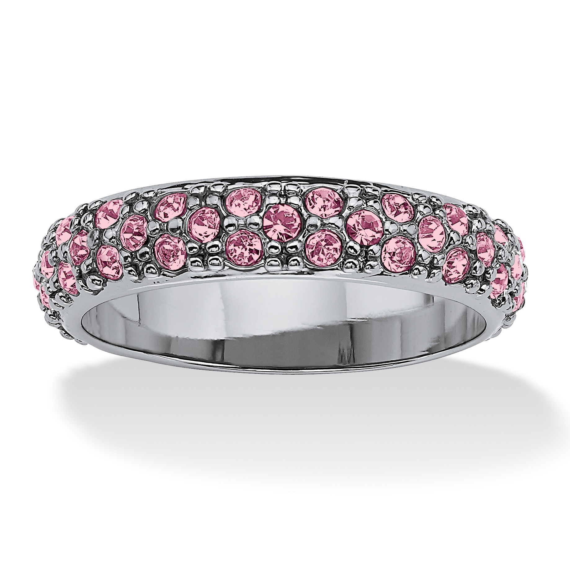 Black Ruthenium Finish Round Birthstone Eternity Band