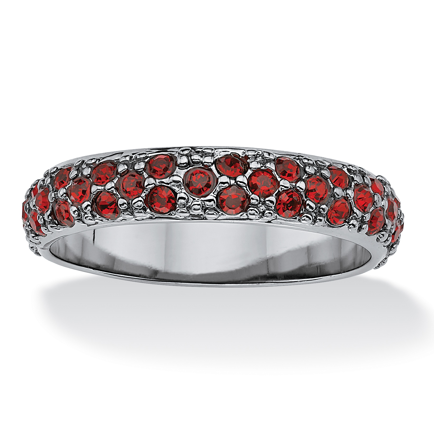 Black Ruthenium Finish Round Birthstone Eternity Band