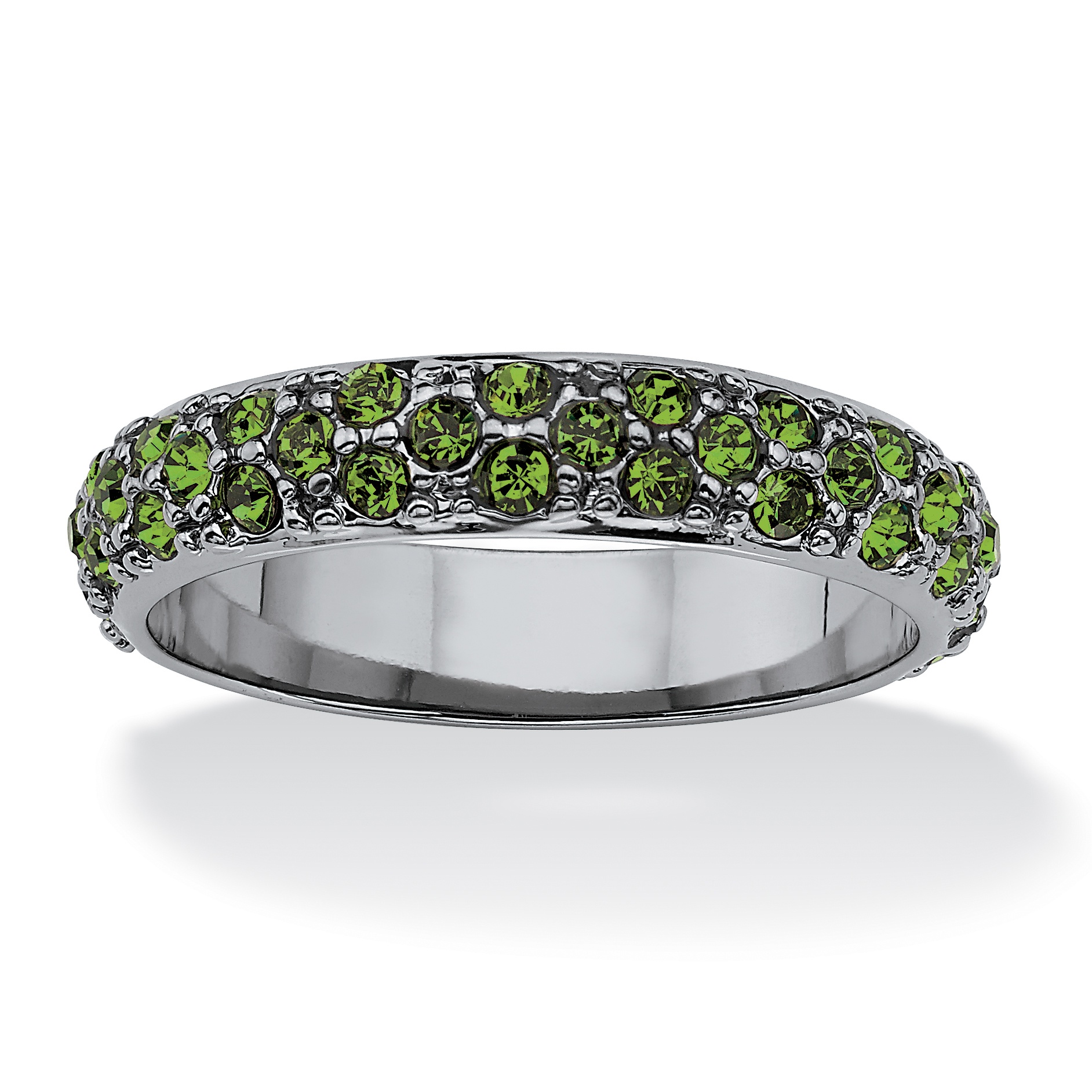 Black Ruthenium Finish Round Birthstone Eternity Band