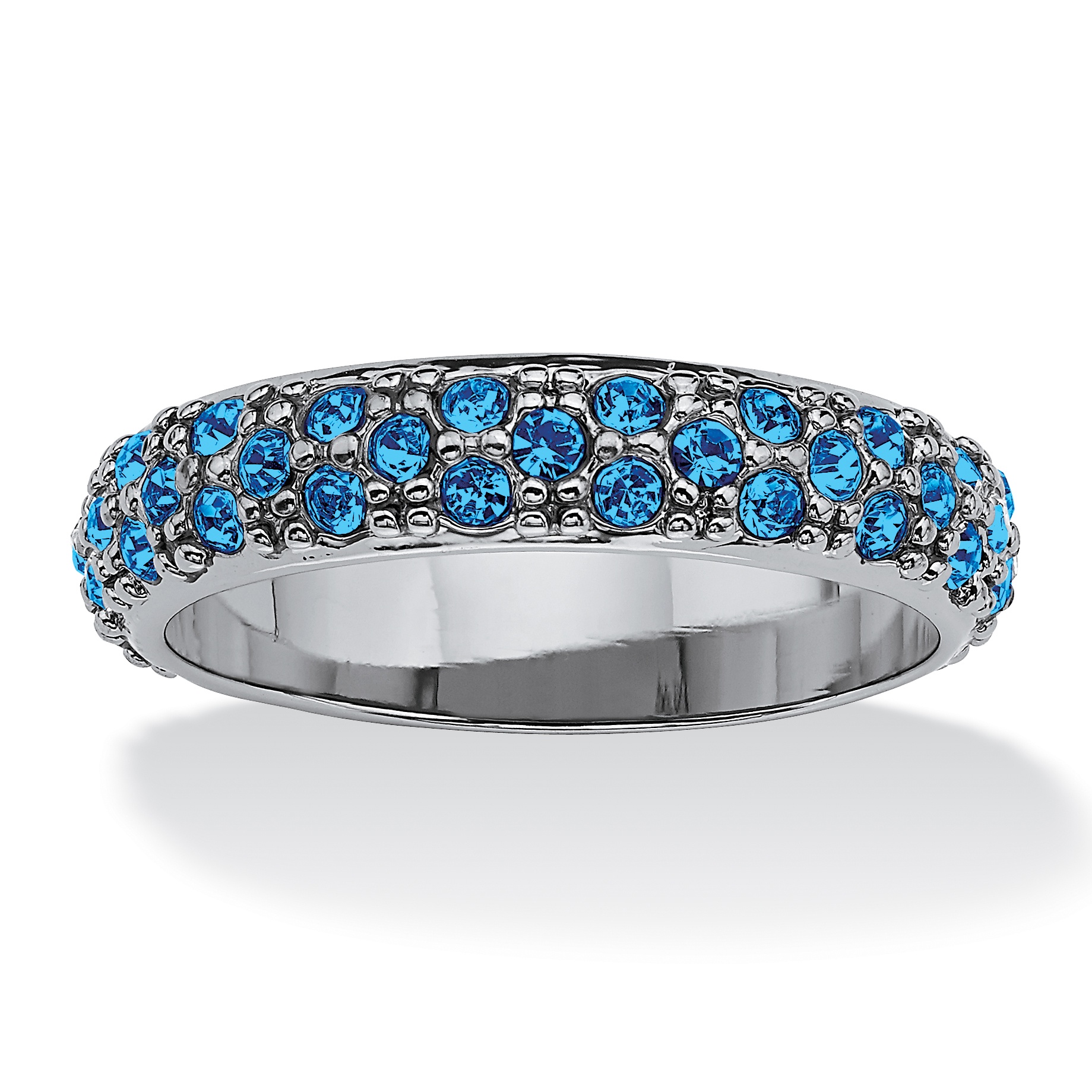 Black Ruthenium Finish Round Birthstone Eternity Band