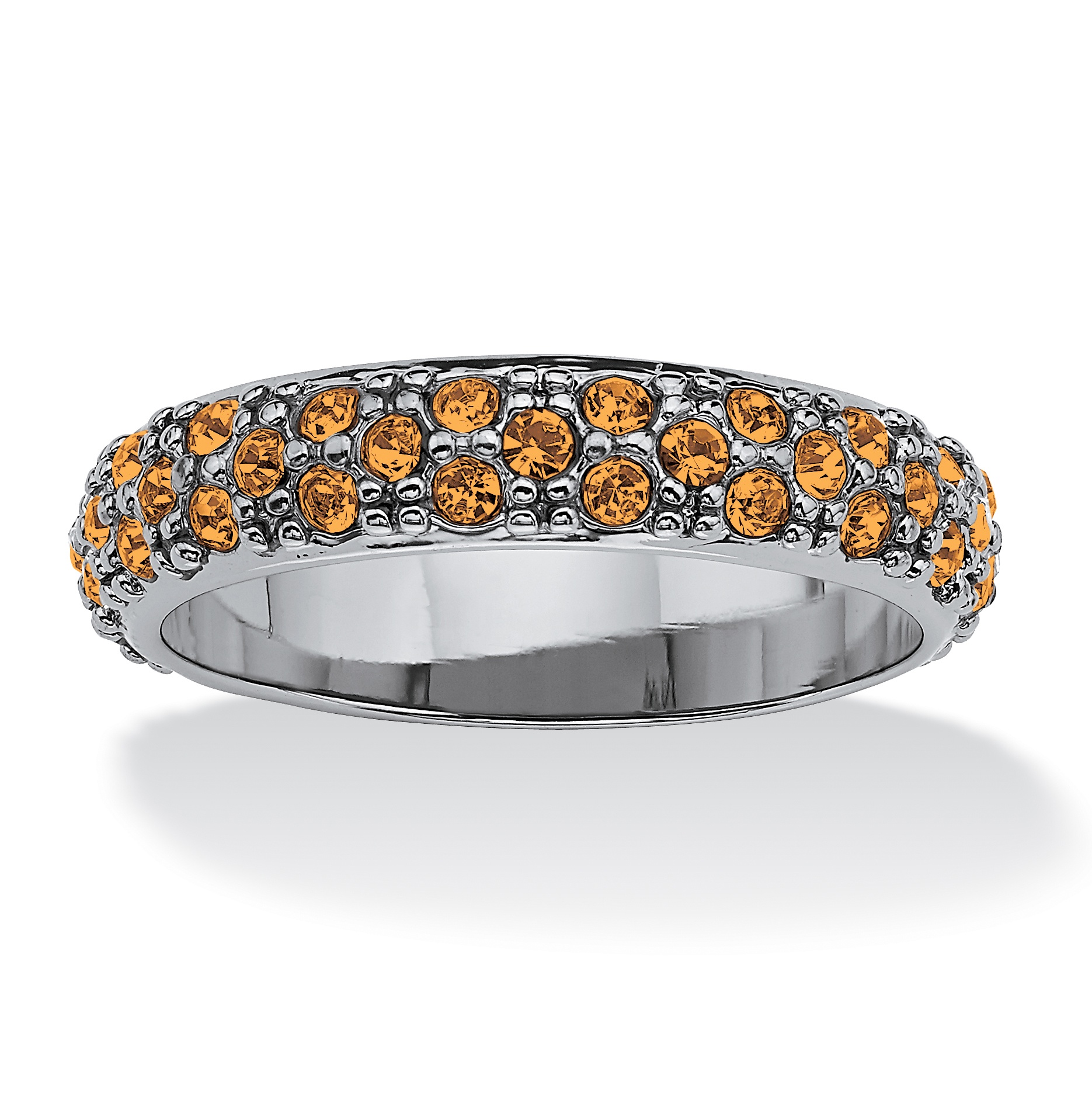 Round Simulated Birthstone Black Ruthenium-Plated Eternity Band