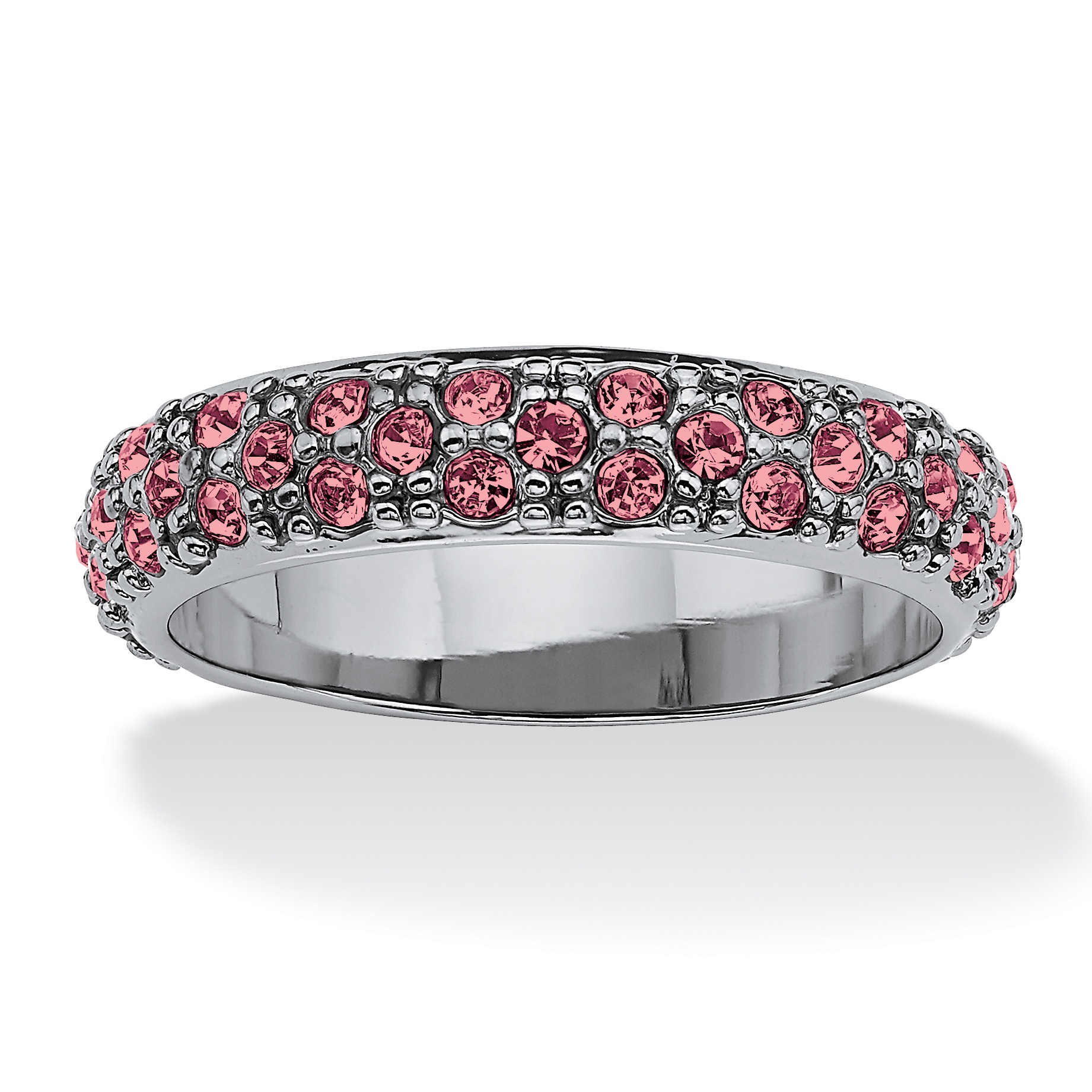 Black Ruthenium Finish Round Birthstone Eternity Band