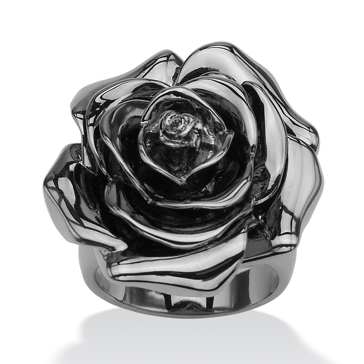 Black Ruthenium Finish Rose-Shaped Electroform Ring