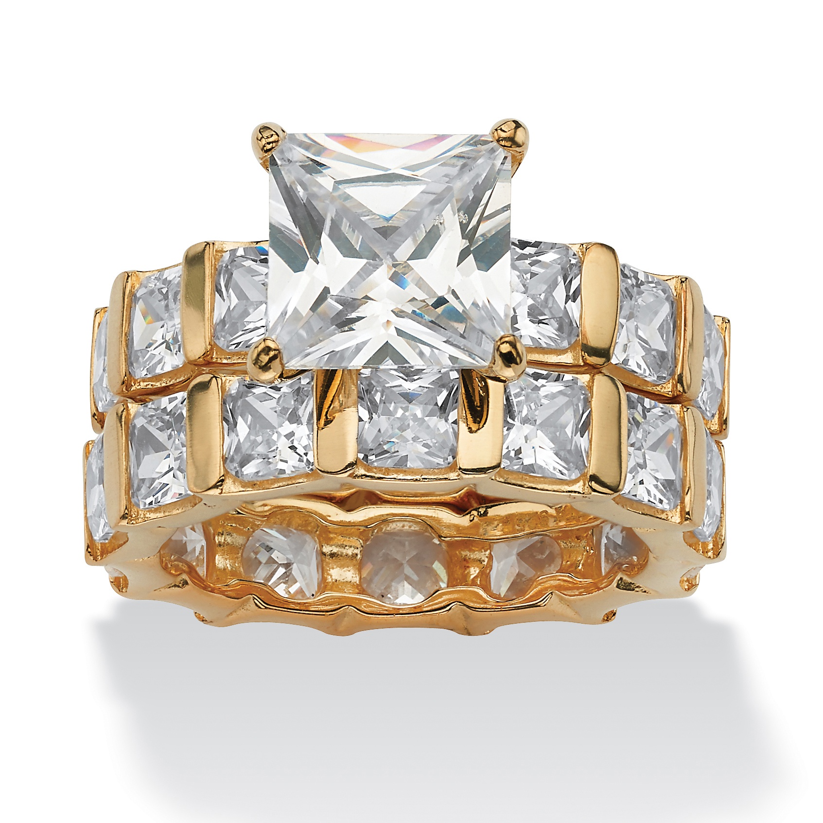 14k Gold-Plated Princess-Cut DiamonUltra&trade; Cubic Zirconia Eternity ...