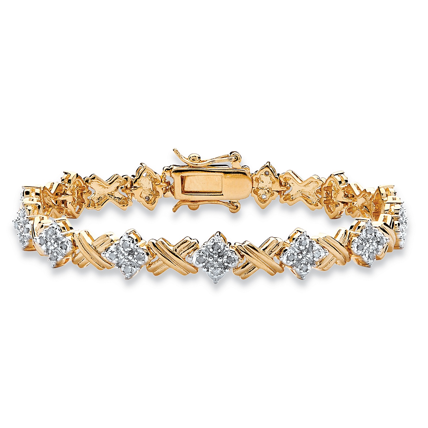 14k Gold-Plated Diamond "X & O" Bracelet