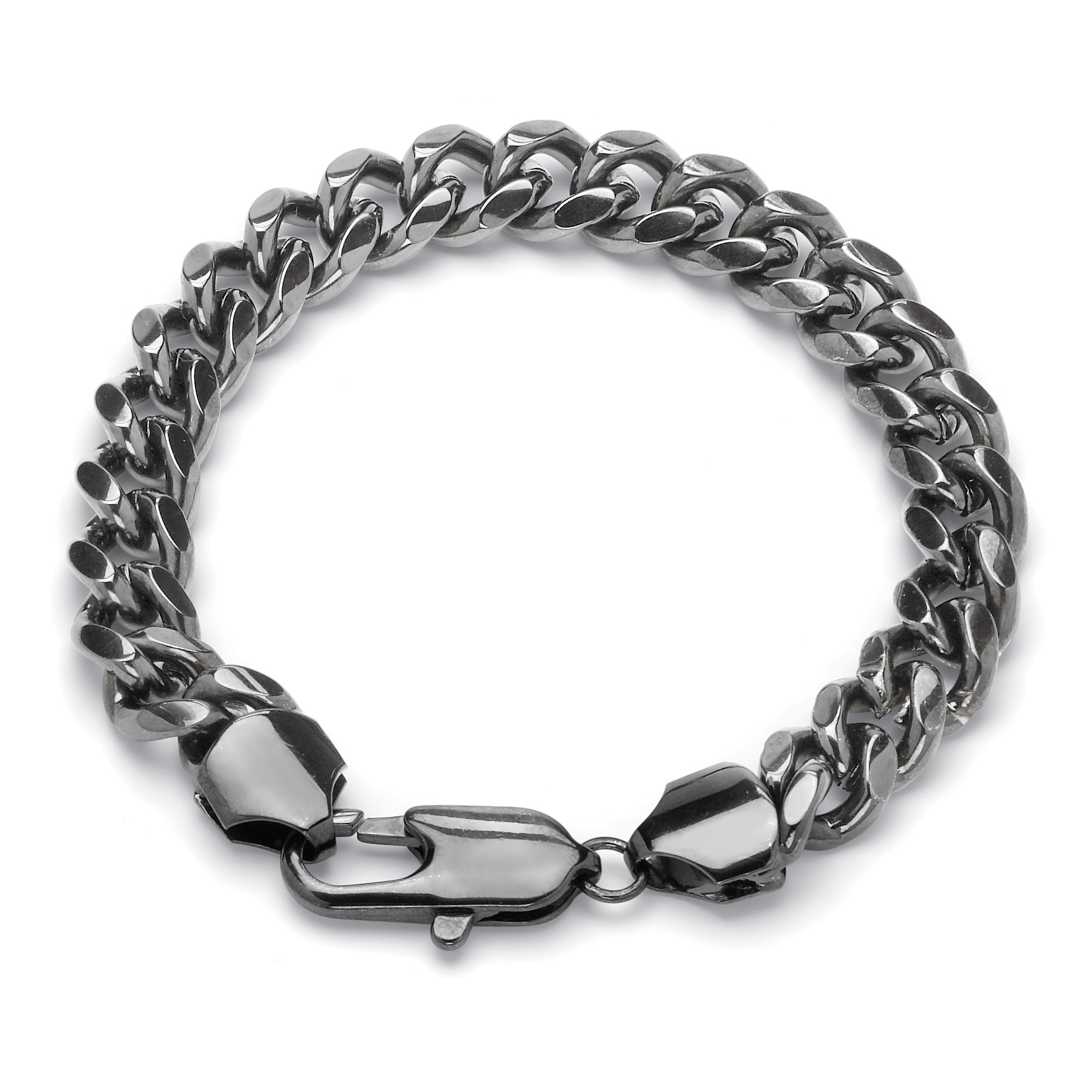 Men's Black Ruthenium Finish Curb-Link Bracelet 10"