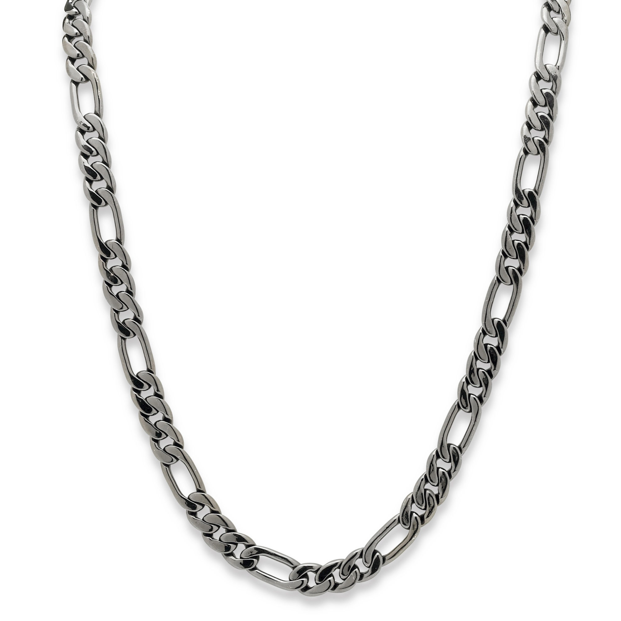 Black Ruthenium Finish Figaro-Link Necklace 30"