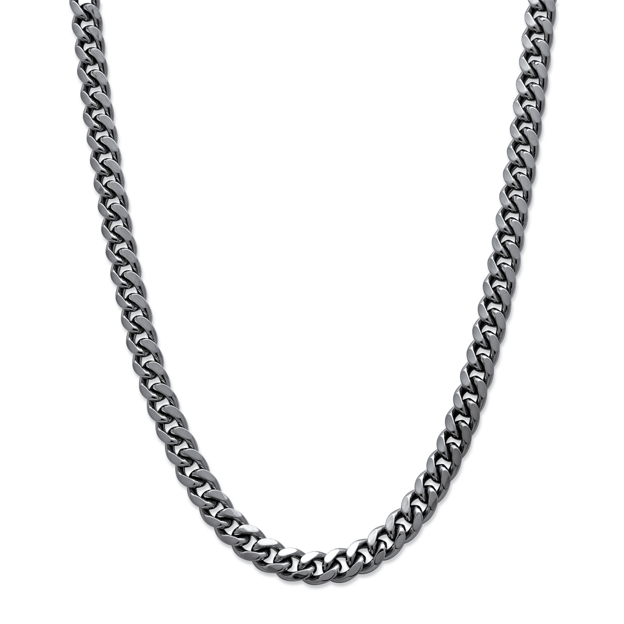 Men's Black Ruthenium Finish Curb-Link Necklace 24"