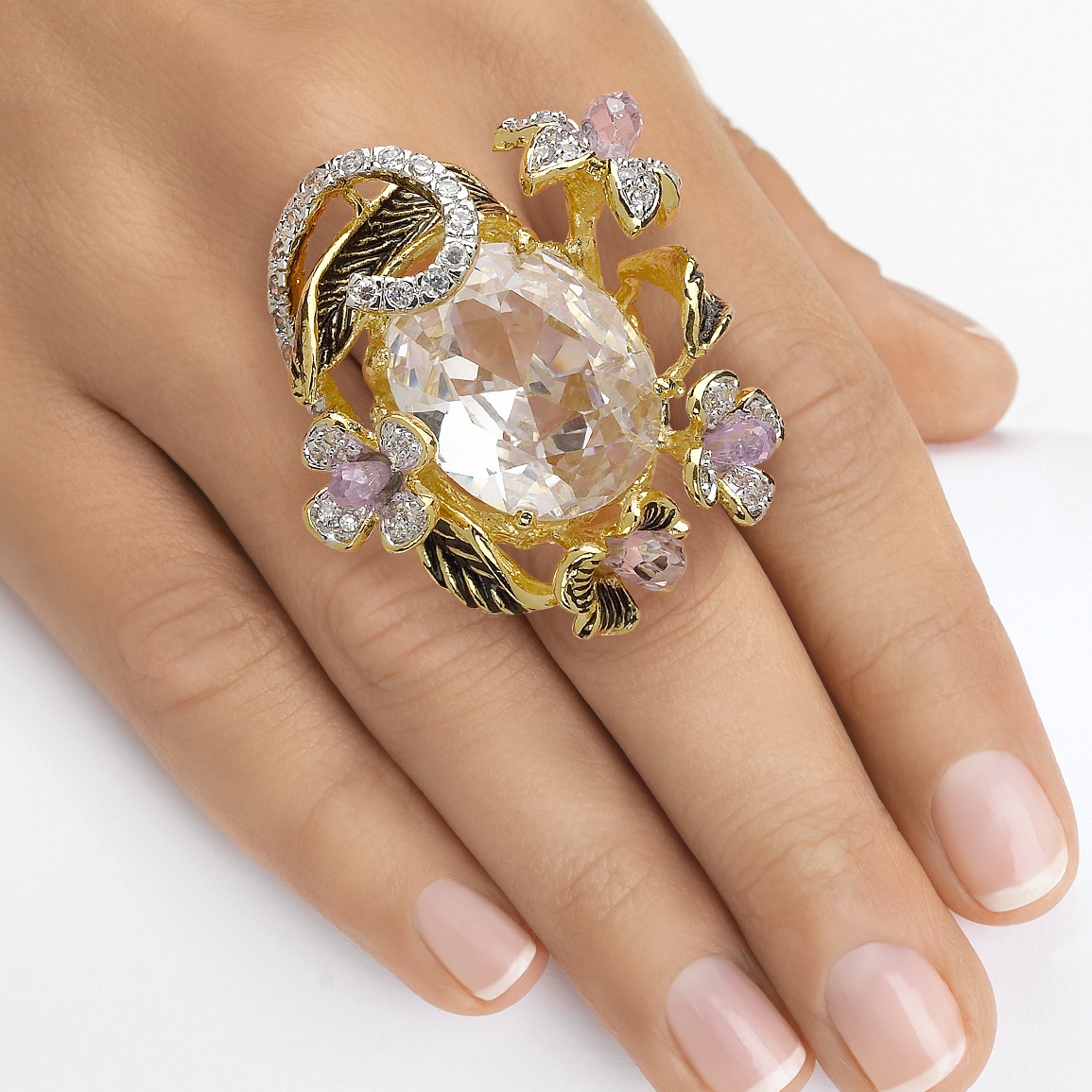 14k Gold-Plated DiamonUltra&trade; Cubic Zirconia Flower Ring
