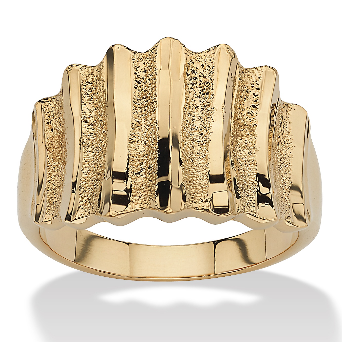14k Gold-Plated Textured Concave Ring