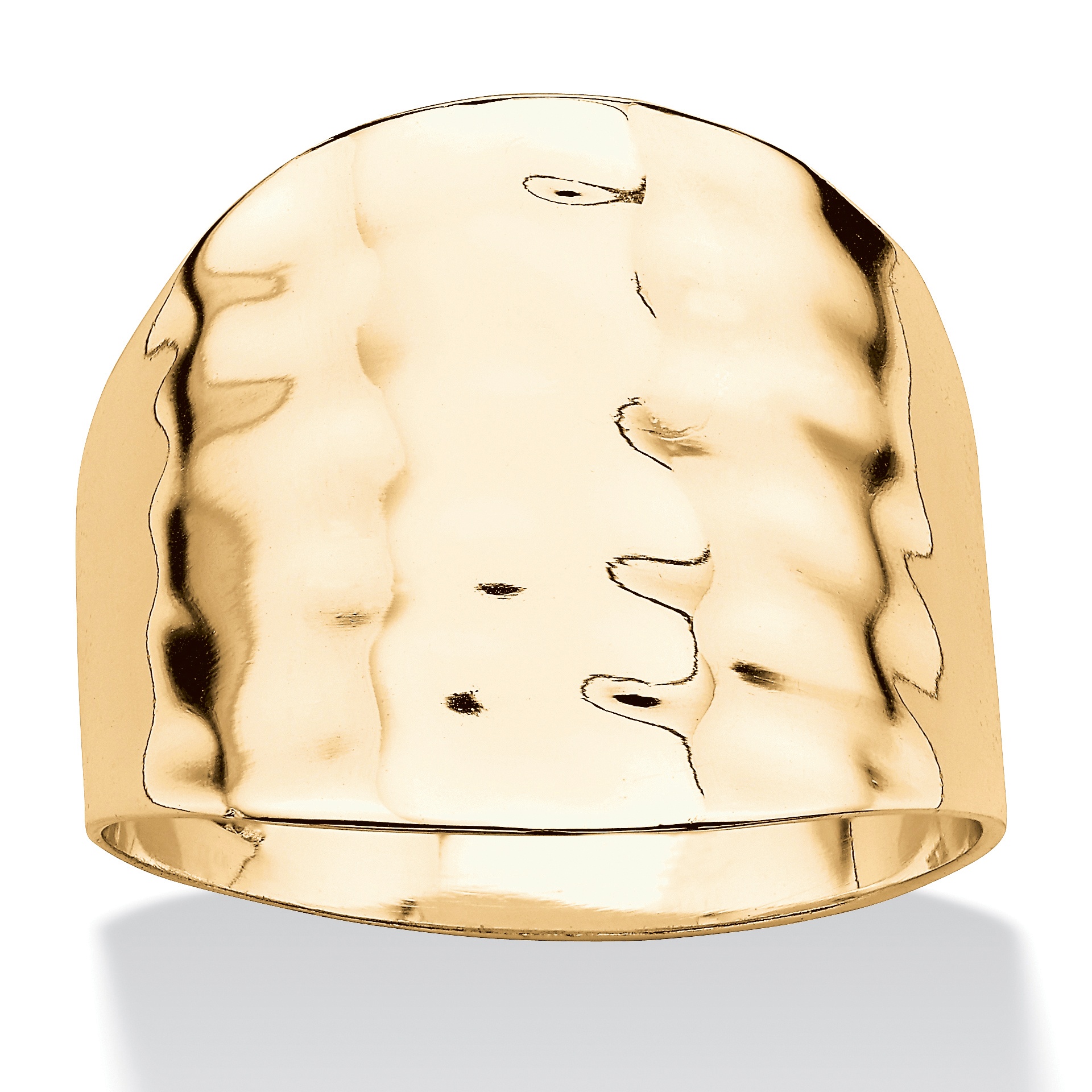 14k Gold-Plated Hammered-Style Cigar Band Ring