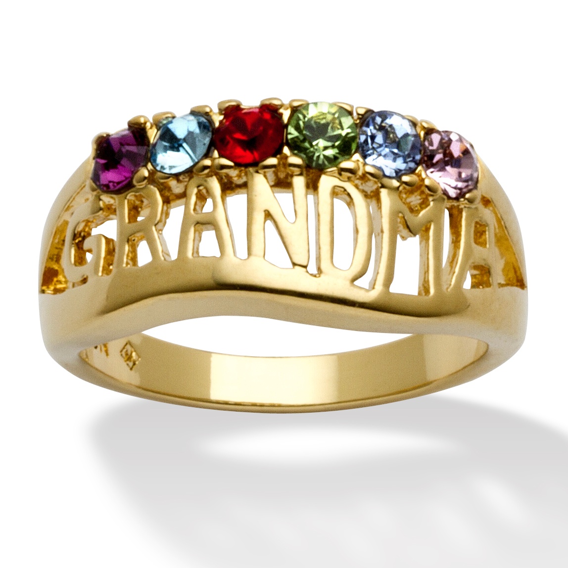 14k Gold-Plated Round Birthstone Family Ring "Grandma"