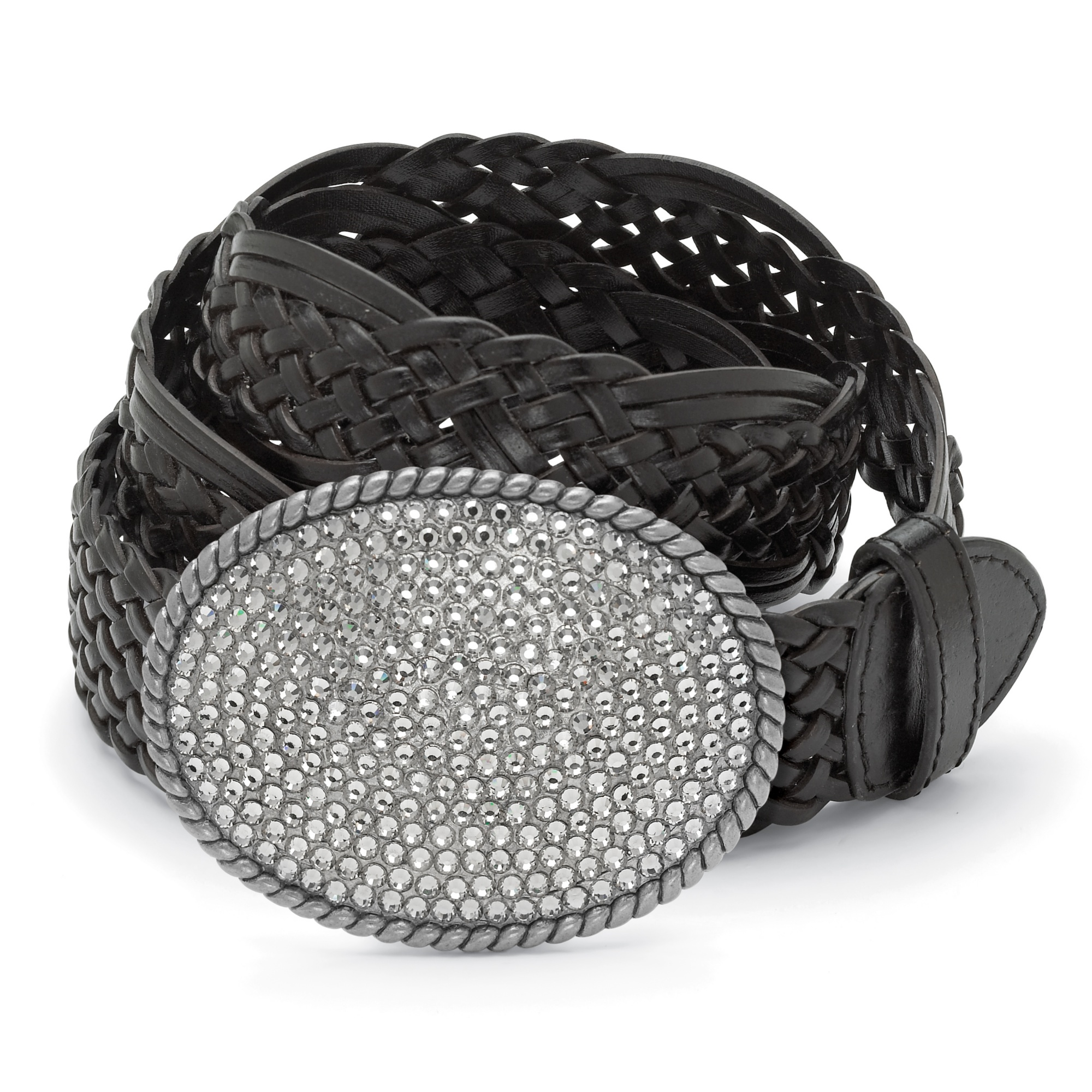 Antiqued Silvertone Metal Grey Crystal Oval-Shaped Belt Buckle with FREE ...