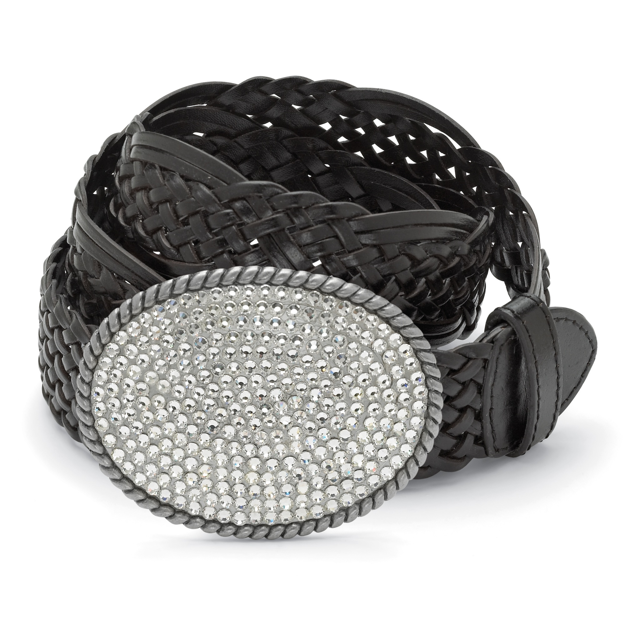 Antiqued Silvertone Metal Clear Crystal Oval-Shaped Belt Buckle with FREE ...