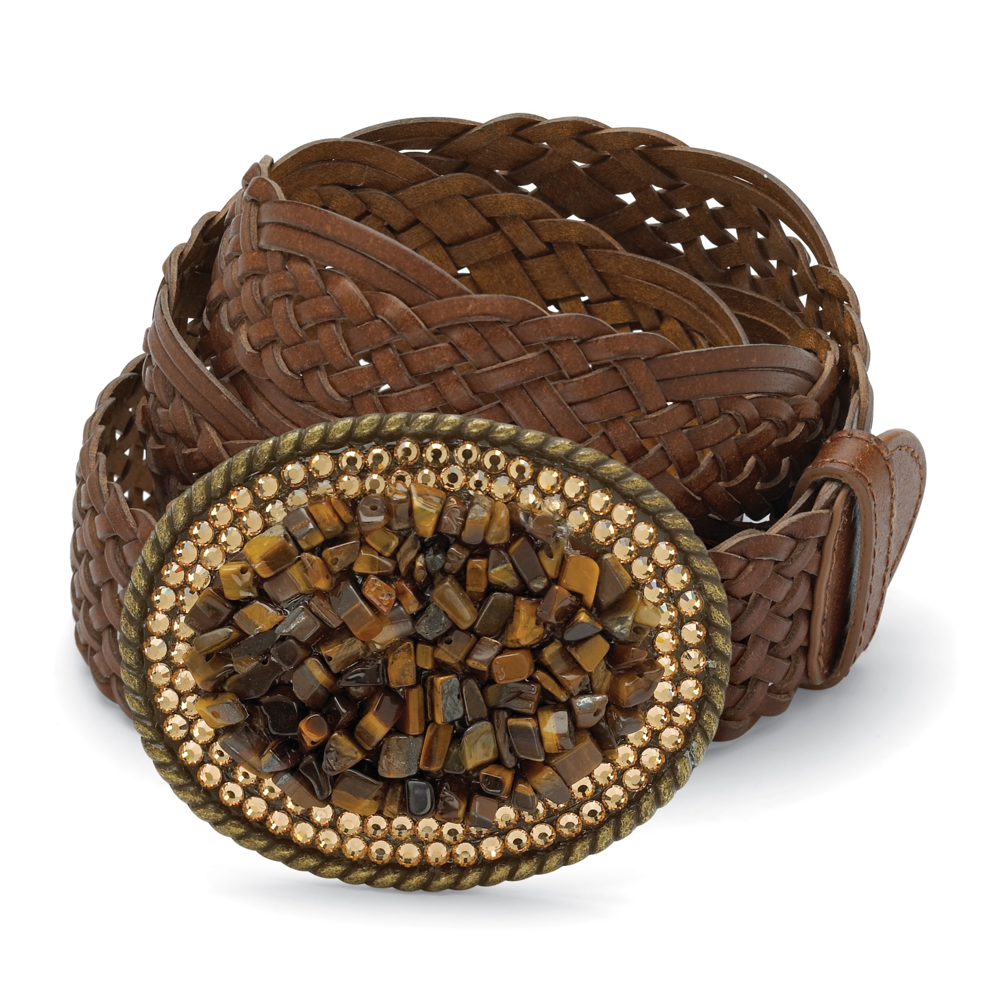 Antiqued Goldtone Metal Tiger's-Eye Nugget and Champagne-Colored Crystal ...
