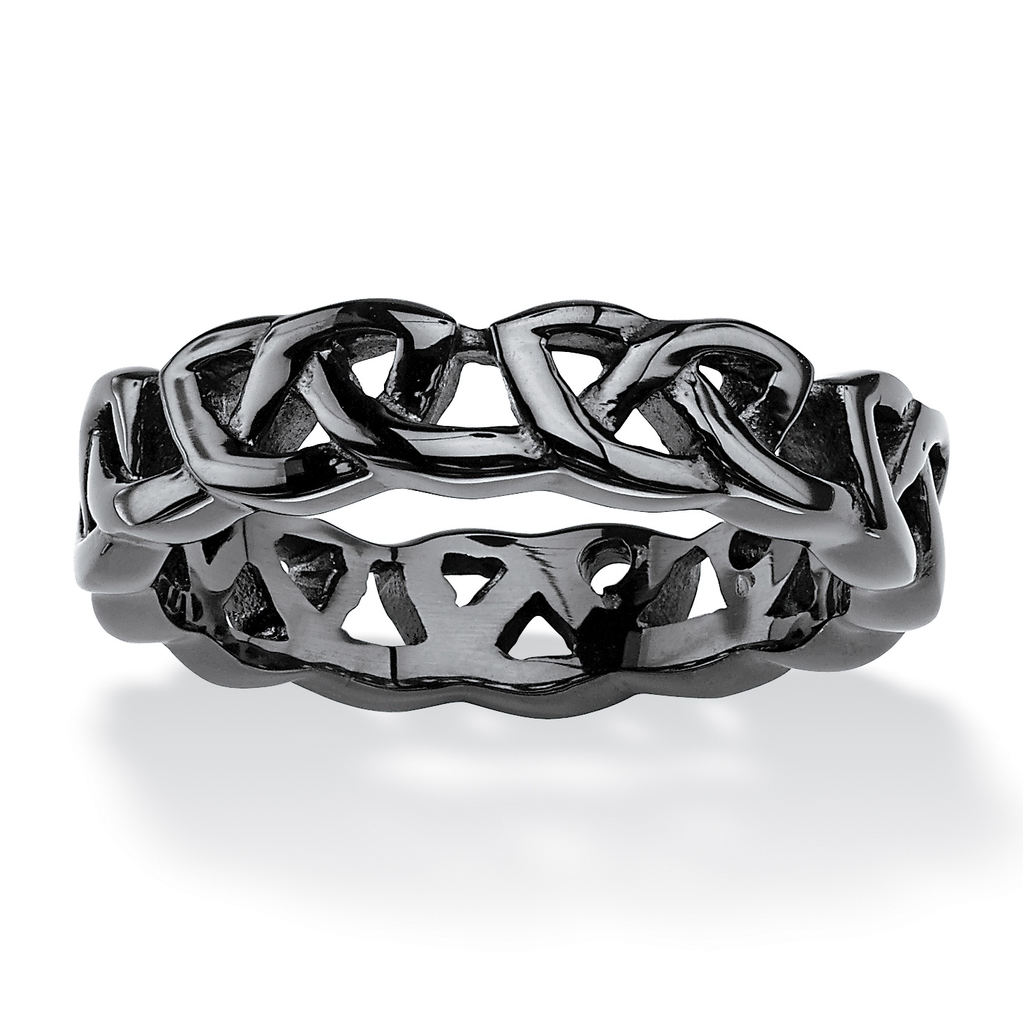 Black IP-Plated Stainless Steel Barbed Wire-Style Wedding Band Ring