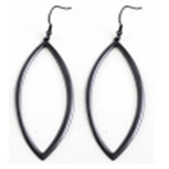 Black IP Stainless Steel Marquise-Shaped Drop Pierced Earrings
