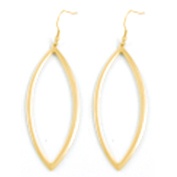 Gold IP Stainless Steel Marquise-Shaped Drop Pierced Earrings