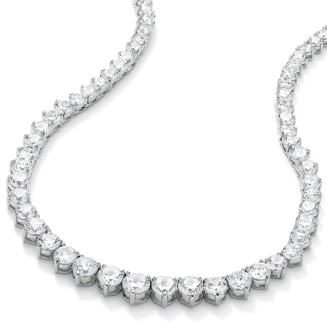 Silvertone Metal Round DiamonUltra&trade; Cubic Zirconia Eternity Necklace